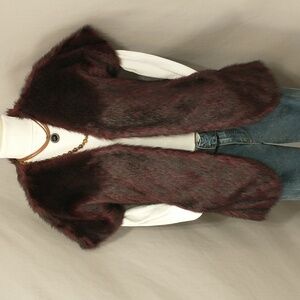 Mahogany Faux Fur Vest Fluffy & Realistic Look MrkSm SeeMeas Reddish Aubergine